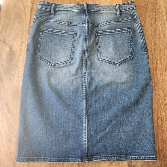 Pilcro and the Letterpress Skirt Womens 6 Blue Denim Pencil Slit Anthropologie - Picture 9 of 11